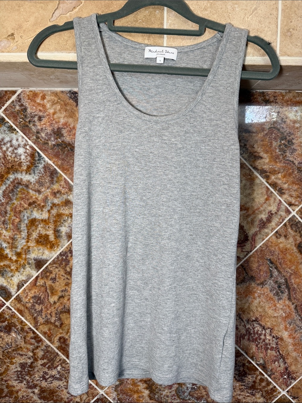 Michael Stars LA Heather Gray Ribbed Modal Cotton Scoop Neck Tunic Large